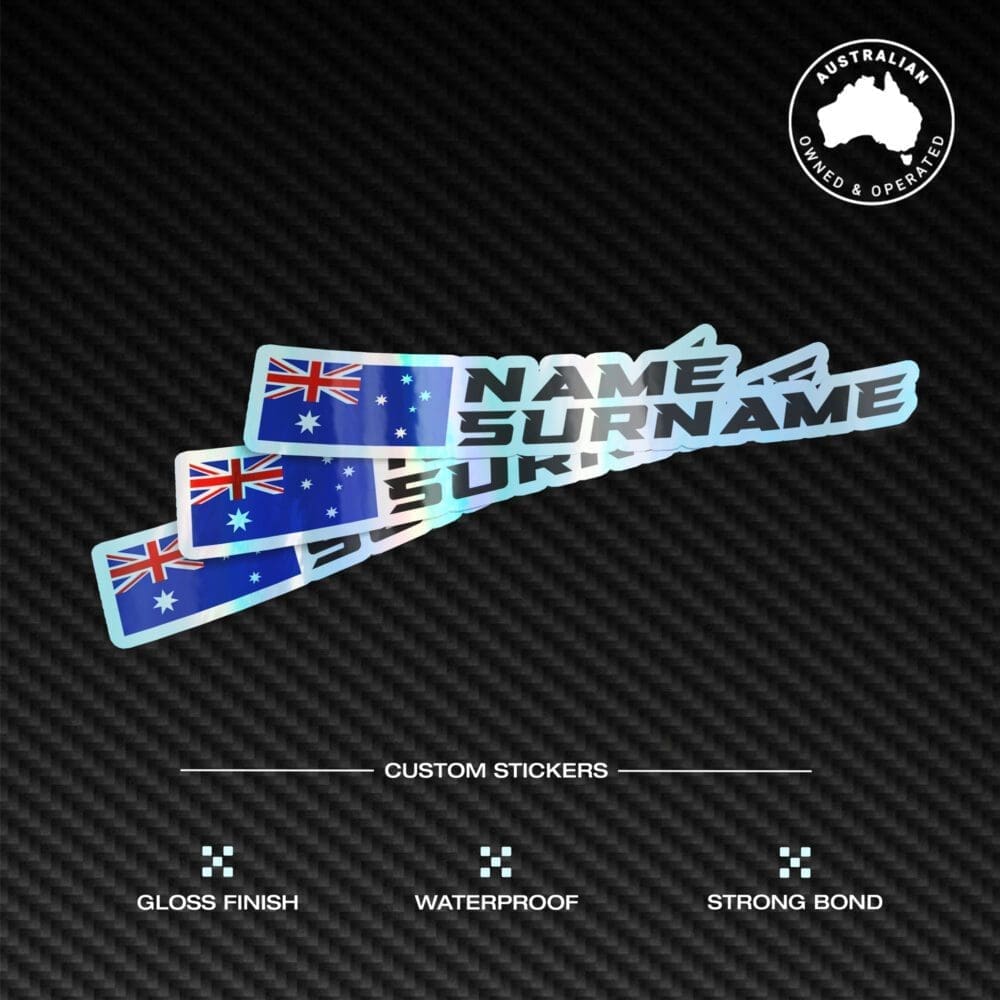 Custom Driver Name Flag Vinyl Stickers Pack x3 - Image 4