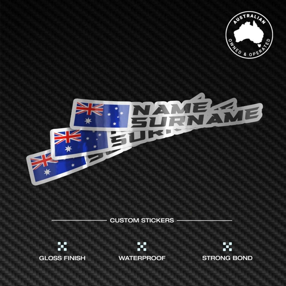 Custom Driver Name Flag Vinyl Stickers Pack x3 - Image 6