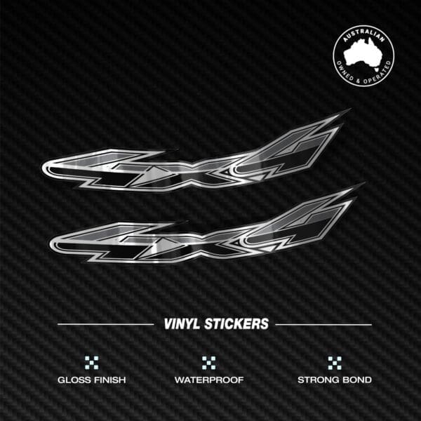 4x4 Off Road Silver Chrome Sticker Pack 2X