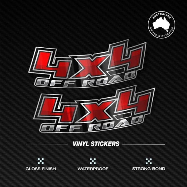 4x4 Off Road Silver Chrome Sticker Pack 2X
